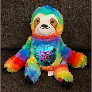 Multicolored Sequin Design Sloth Animal Plush Toy